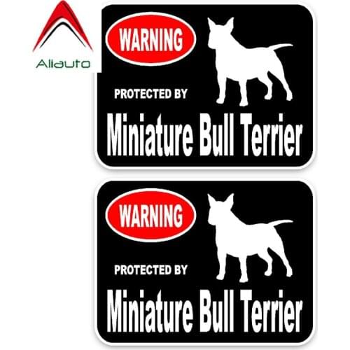Aliauto 2 X Personality Warning Car Sticker Miniature Bull Terrier Dog High Quality Decal PVC Decoration Graphic,15cm*11cm