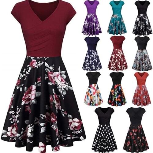 2021 foreign trade new womens clothing Amazon eBay Europe and the United States spring and summer floral print slim dress