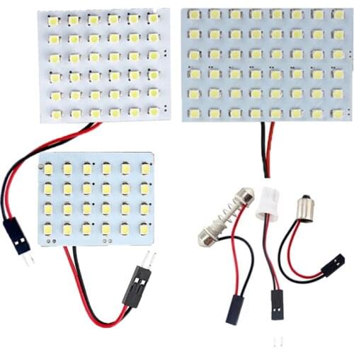 2X 12 24 36 48 LED 1210 SMD Car LED Panel Reading Map Lamp Auto Dome Interior Bulb Roof Light with T10 Adapter Festoon Base 12V