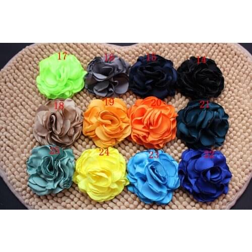 30pcs/lot) 3.2" Burned Satin Flowers, Handmade Singed Flowers For Wedding Dress and Hair Accessories