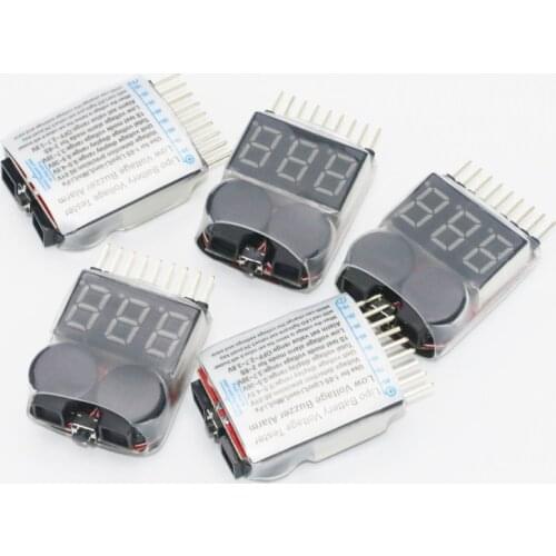 5pcs/lot 0.5-36V 1-8S Lion Battery Tester Low Voltage Meter Buzzer Alarm 2 in 1 Indicator Checker