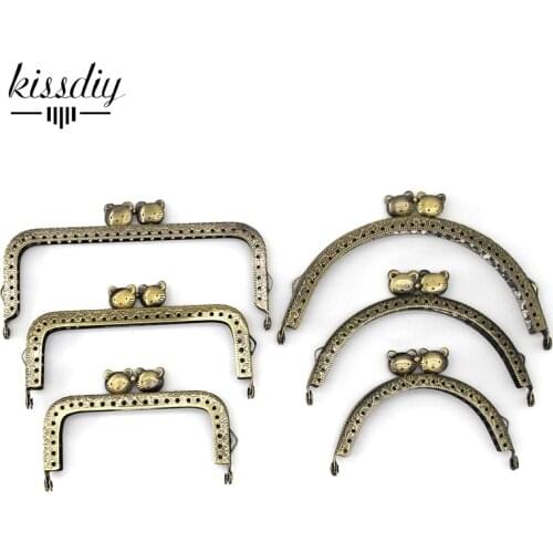 8.5 10.5 12.5 CM Antique Bronze Cat Head Round and Square Metal Purse Frame Handle for Clutch Bag Accessories Kiss Clasp Lock