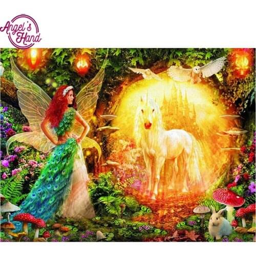DIY 5D Diamond Mosaic Beauty fairy Unicorn Handmade Diamond Painting Cross Stitch Kits Diamond Embroidery Pattern Rhinestone