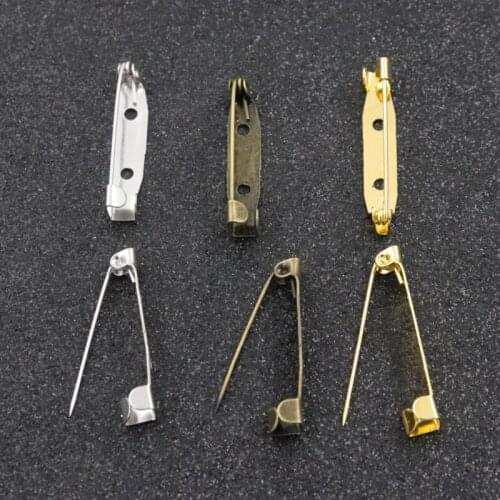 30pc 30mm No Safe Lock Two Hole Silver Color Bronze Brooch Base Pins Diy Jewelry Making Supplies Handmade Accessories Wholesale