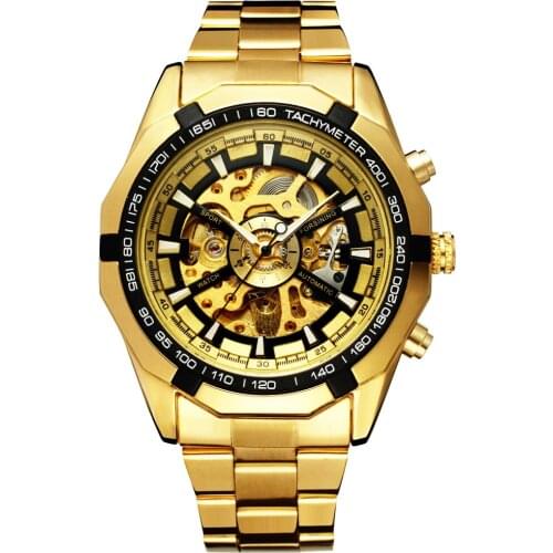 FORSINING Brand Men Watches Luxury Sports Gold Skeleton Mechanical Watch Male Stainless Steel Wrist watches Relogio Masculino