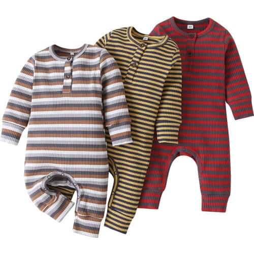 Cathery Long Sleeve Romper Baby Boys Girls Romper Clothes Cotton Ribbed Outfits Unisex Infant Winter 1 Piece Jumpsuit Pajamas