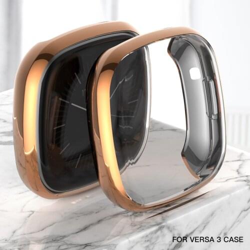 For Fitbit Versa 3 Case+Tempered Glass One Piece Protective Full Cover + 9H Tempered Glass Anti Scratch Case for Fitbit Versa 3
