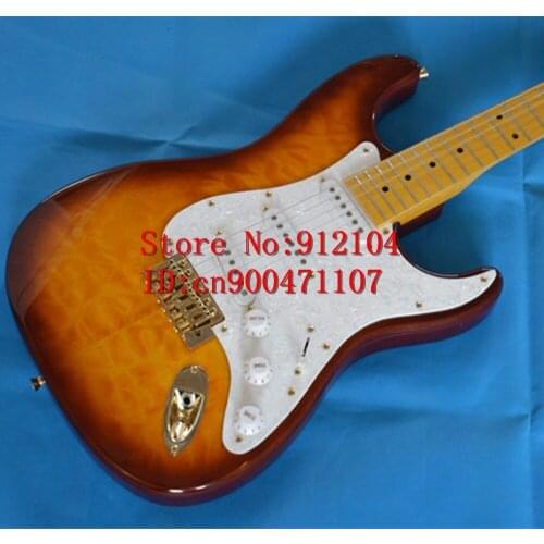 New Big John single wave electric guitar with gold hardare and sticking water ripple basswood body in orange F-1473