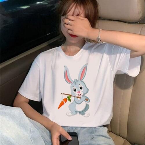 Cartoon Rabbits Painting T Shirt Women Aesthetic shirt Ullzang Harajuku Vintage tshirt New Fashion Top Tees Clothing Female Tee