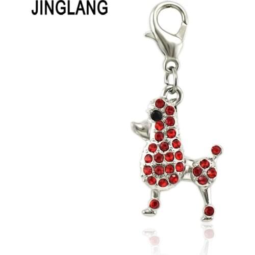 JINGLANG Fashion Dog Pendant Charm fit Women Bracelet DIY Jewelry Women Gift 12 Pieces/Lot