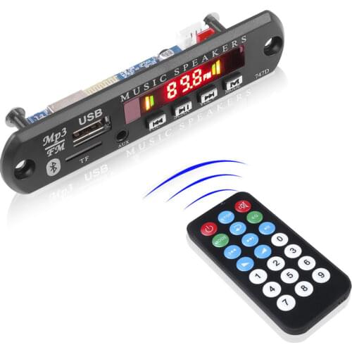 Kebidu 2*3W Amplifier 5V 12V Handsfree MP3 Player Decoder Board Bluetooth 5.0 Car FM Radio Modulesupport TF USB AUX Recorder