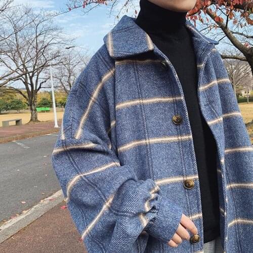 Mens Outerwear Winter Korean Version Fashion Youth Harajuku Style BF Tooling Jacket Mens Duster Winter