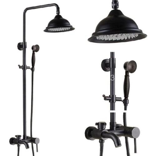 Brass Black Oil Rubbed Bronze Bathroom Rainfall Bathtub Shower Mixer Tap Faucet Single Handle Wall Mounted ars347