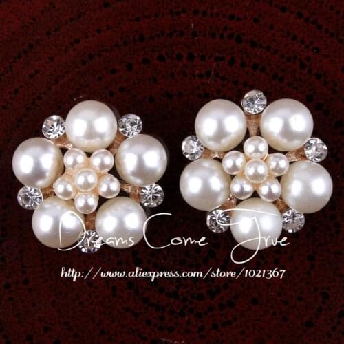 50pcs/lot 23MM 2Color Newborn DIY Alloy Metal Buttons For Hair Accessories Boutique Faux Pearl Button For Wedding Embellishment