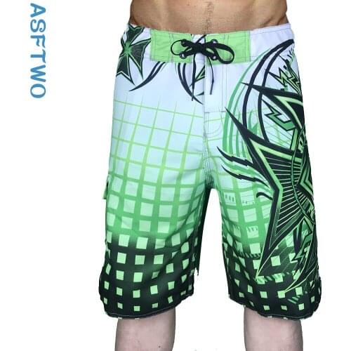 Summer 2021 new mens leisure travel five-point shorts grid color printed fast dry surf beach pants