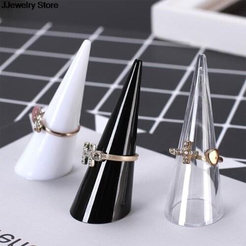 NEW Fashion Single Finger Cone Fingertip Display Ring Holder Storage Acrylic Display Showcase Stand Rings Jewelry Organizer