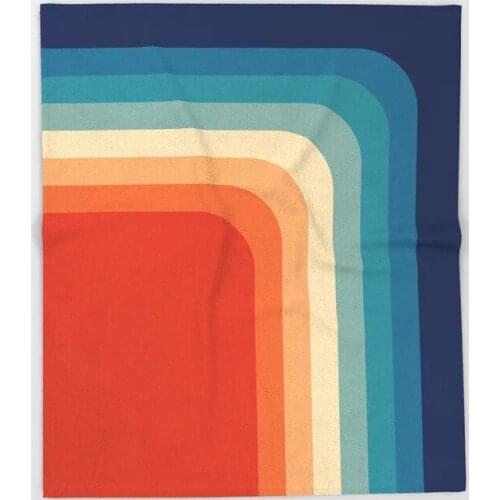 Geometry Blanket Retro Color Palette Fleece Blankets and Throw for Plane Travel Christmas Decorations for Home