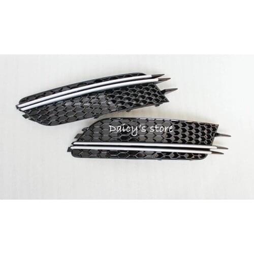 One Pair of RS6 mesh grill Auto Car Front Lower Bumper Grilles side fog light Grille for Audi A6 C7 2012-2014