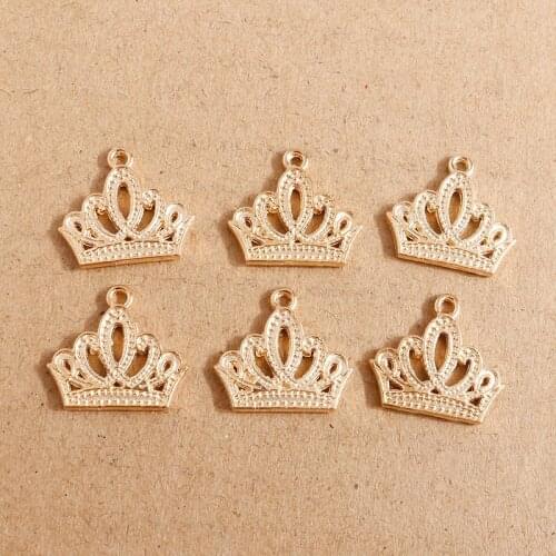 20pcs Charms Crown 18*17mm Gold Color Plated Metal Pendants for Jewelry Making DIY Handmade Craft