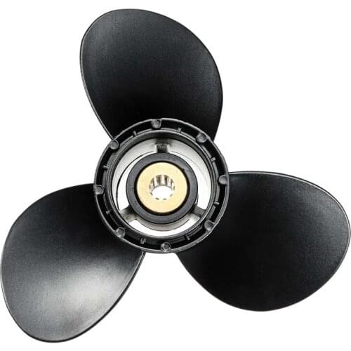 Outboard Propeller 58100-93723-019 For Suzuki 8-20Hp 9 1/4 X 9 Aluminum Alloy 3 Blade Black 10 Spline Tooth R Rotation
