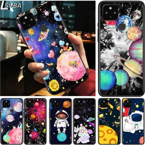 Space Cute Cartoon Shockproof Cover for Google Pixel 5 4 5A 4A XL 5G Black Phone Case Shell Soft Fundas Coque Capa
