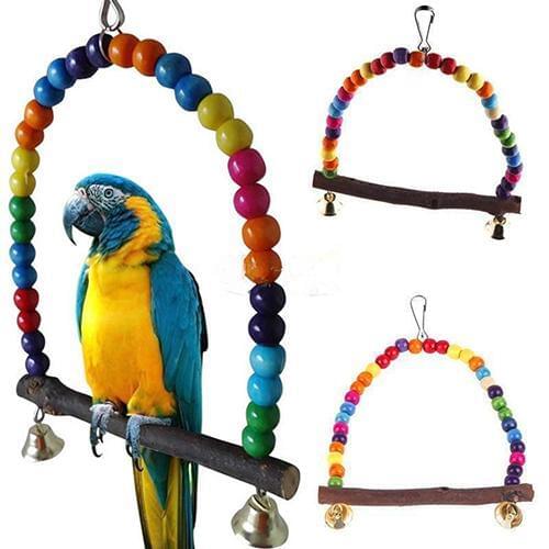 Colorful Interesting Bird Toy Parrot Swing Cage Stand Frame Cockatiel Budgie Hanging Hammock Bird Supplies