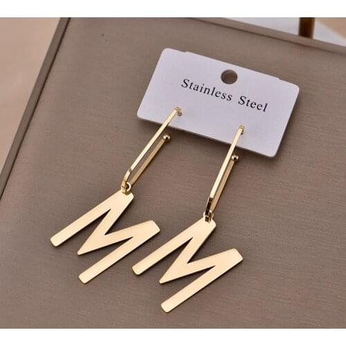 316L stainless steel European and American letters M exaggerated fashion temperament female personality web celebrity earring