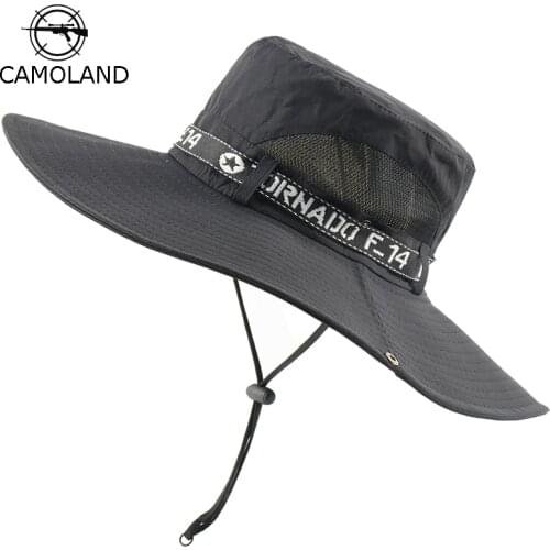 CAMOLAND UPF 50+ Sun Hat Women Letter Design Boonie Hat Outdoor UV Protection Hiking Fishing Cap Long Wide Brim Bucket Hats