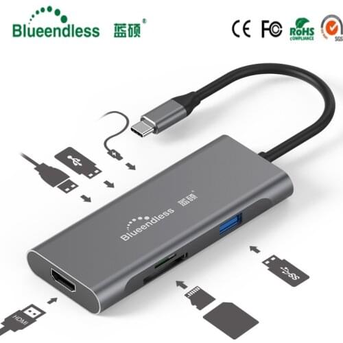Blueendless USB-C Type C 3.1 Splitter 3 Port USB C HUB to Multi USB 3.0 HDMI Adapter for MacBook Pro Accessories USB C HUB