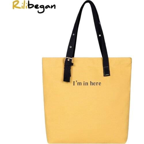 Concise Solid Letter Women Tote Bag Canvas Fashion Women Shoulder Bag Large Capacity Crossbody Handle Bag for Women Handbag