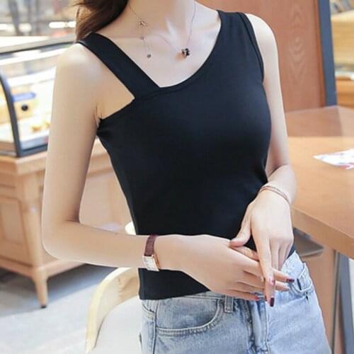 Tanks Women Top Casual Strap Off-shoulder Crop Tops Simple Camisole All-match Female Summer Sexy Lady Soft Slim Fitness Tank
