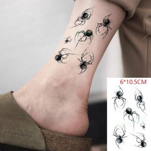 Waterproof Temporary Tattoo Sticker Black Spider Animal Cool Body Art Flash Tattoo Fake Tattoo for Women Men