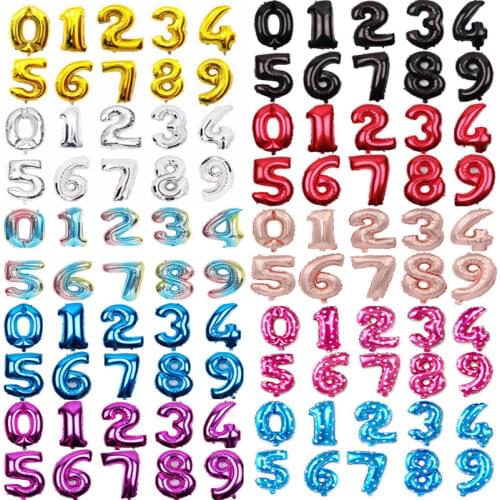 16 32 Inch Number Balloons Foil Balloon Gold Silver Blue Digital Globos Wedding Birthday Party Decoration Baby Shower Supplies