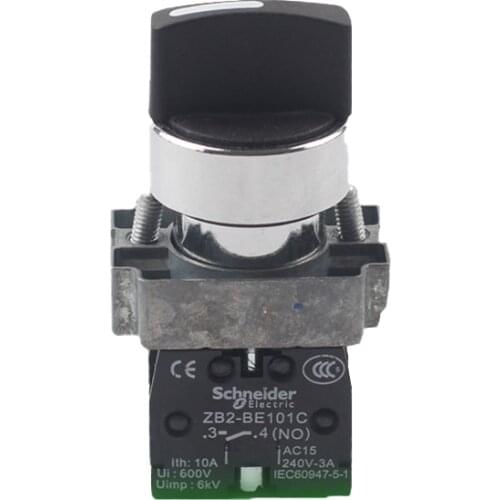 Second Gear Self-reset Knob Switch XB2BD41 Two-position Selector Switch 22mm Handle Switch Reset Type Plastic Ce Short Handle