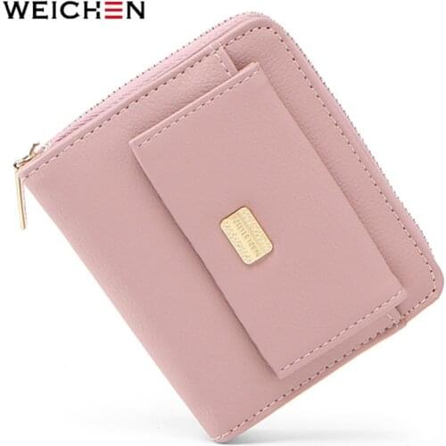 WEICHEN Many Departments Small Women Wallet Card Holder Zipper Coin Purse Ladies Wallets Female Carteira Trifold High Quality