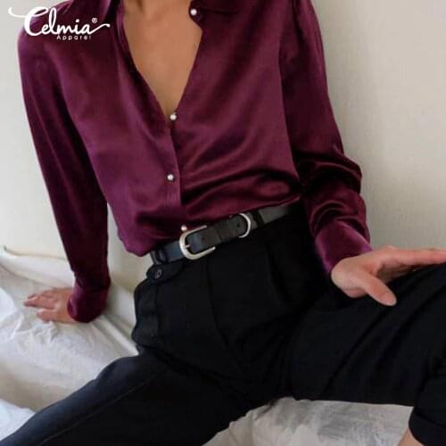 ZANZEA Womens Silk Shirts