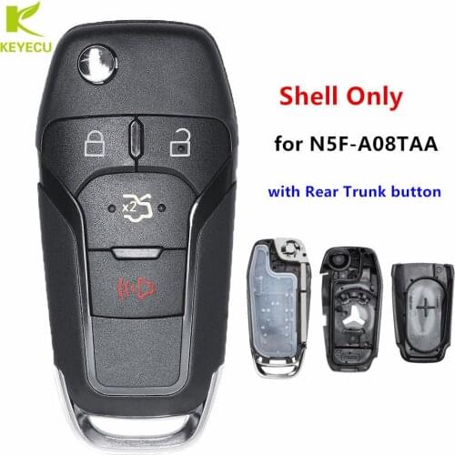KEYECU Replacement New Flip Remote Car Key Shell Case Fob 3+1B for Ford Fusion Edge Explorer 2013-2015 N5FA08TAA (Shell Only)