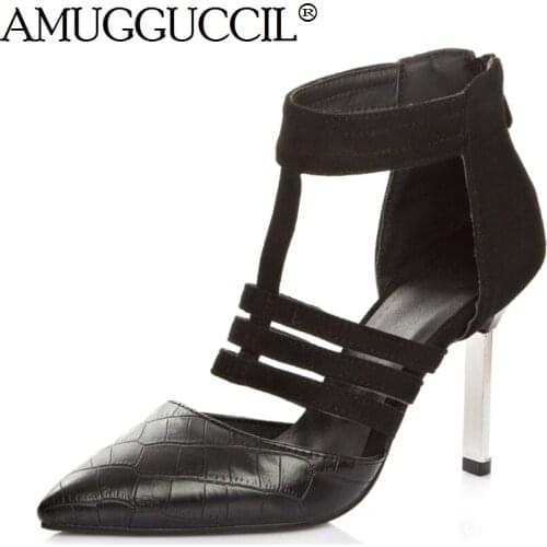 2020 New Plus Big Size 32-48 Black Leopard Zip Fashion Sexy Party High Heel Spring Summer Females Ladies Shoes Women Pumps D1250