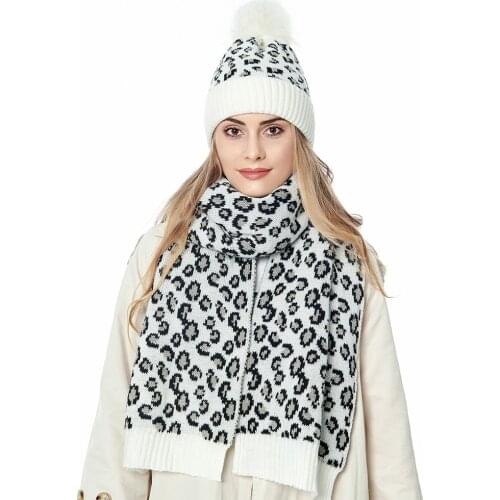 2PCS Women Winter Hat Scarf Set Girls Fur Pompom Hats Beanies Skullies Female Caps Hat for Women