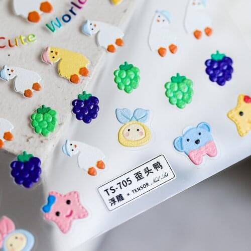 1 Designs New Craft Nail Stickers Thin Section Art Stickers Cute Cartoon Series Duckling Stars Fruit Nail Art Decorations