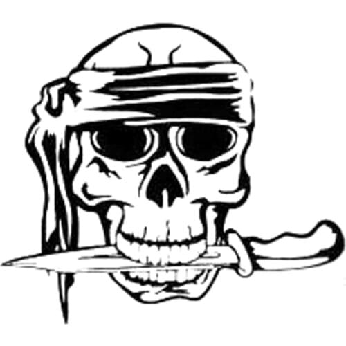 15.6cm*13.6cm Pirate Skull Knife Cartoon Motorcycle Car Sticker Vinyl Black/Silver S3-6241