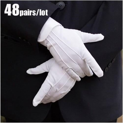 2Pairs/Lot High Quality Elastic Reinforce White Black Spandex Ceremonial Gloves For Male Female Waiters/drivers/Jewelry/Serving