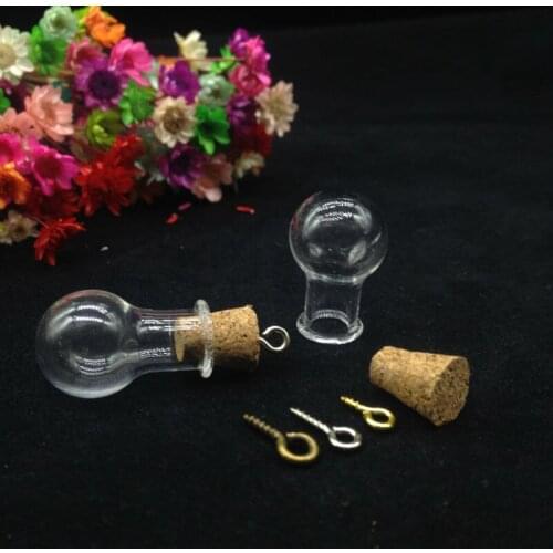 20sets/lot Wholesale Small cute Glass Bottle light bulb shape Vial Cork Stopper Jar with Corked Container Mini diy Empty Pot
