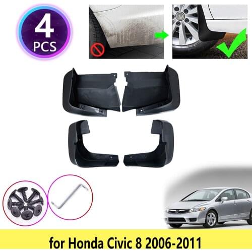 4PCS for Honda Civic 8 2006 2007 2008 2009 2010 2011 Mudguards Mudflaps Fender Mud Flap Splash Guards Protect Rear Accessories