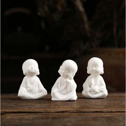 White porcelain handmade tea pet small monk cute tea pet ceramic tea pet tea accessories tea tray decoration home decor People