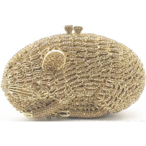 XIYUAN BRAND Women hamster gold Crystal Evening Clutch Bag Wedding Party cocktail Handbag dinner clutch night Purse