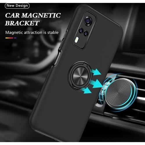 Armor Shockproof Case For VIVO Y31 2021 Y51 2020 Magnetic Metal Ring Stand Holder Soft TPU Hard PC Shell Protective Back Cover