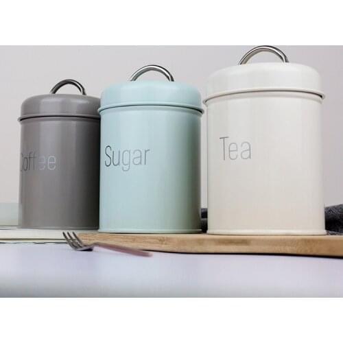 Coffee Suga Storage Tank Cover Iron Kitchen Utensils Multifunction Round Box Case Household
