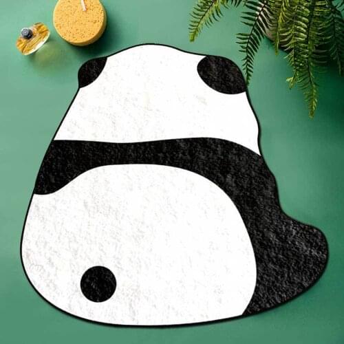 Black And White Carpet Cute Cartoon Panda Living Room Rug Nordic Ins Style Bedroom Bedside Mat Soft Bath Room Decor Water-absorb