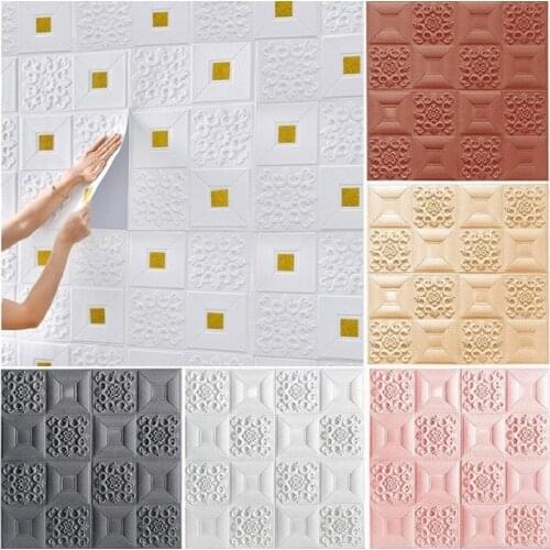 Decorative 3D Wall Stickers Self adhesive Wallpaper Foam Panels Home Decor Living Room Bedroom House Decoration Bathroom Sticker